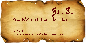 Zsadányi Boglárka névjegykártya